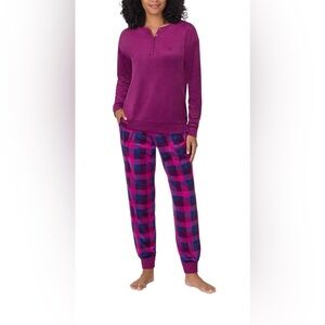 Nautica Women's 2 Piece Fleece Pajama Sleepwear Set Purple Plaid XL